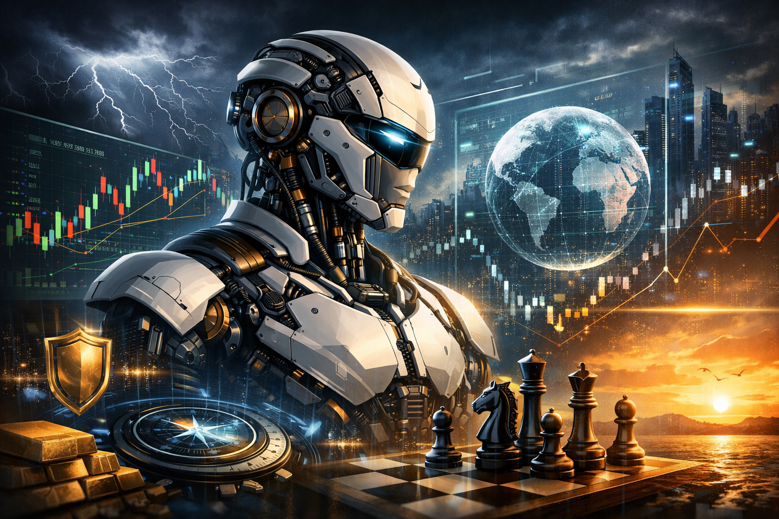 Gráfico de preço mostrando uma tendência em andamento enquanto diferentes possíveis caminhos futuros são projetados, ilustrando que tendência indica direção atual, não previsão.