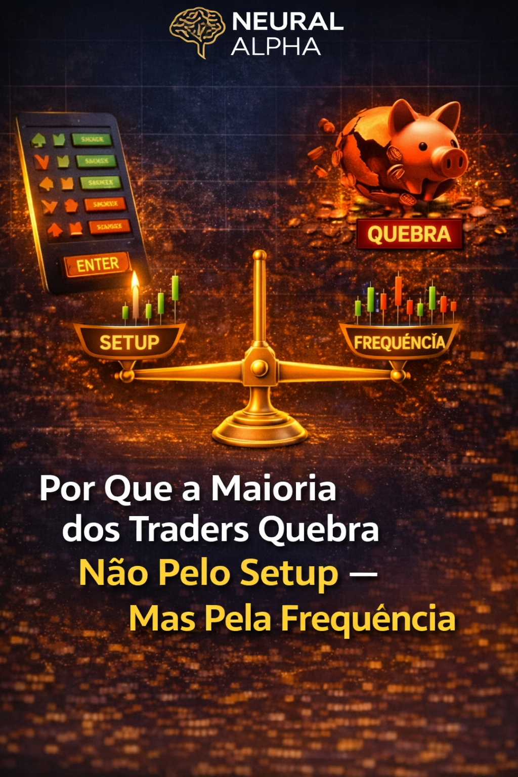 Gráfico de trading com diversas operações sendo abertas em sequência enquanto a curva de capital mostra aumento de risco causado por excesso de trades.