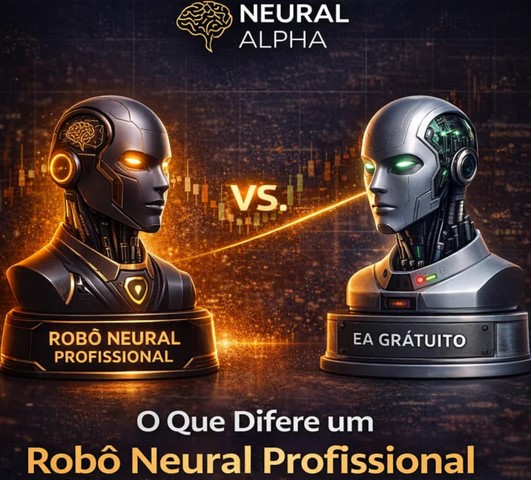 Comparação visual entre um robô de trading profissional com arquitetura algorítmica avançada e um EA simples gratuito com estrutura limitada de gestão de risco.