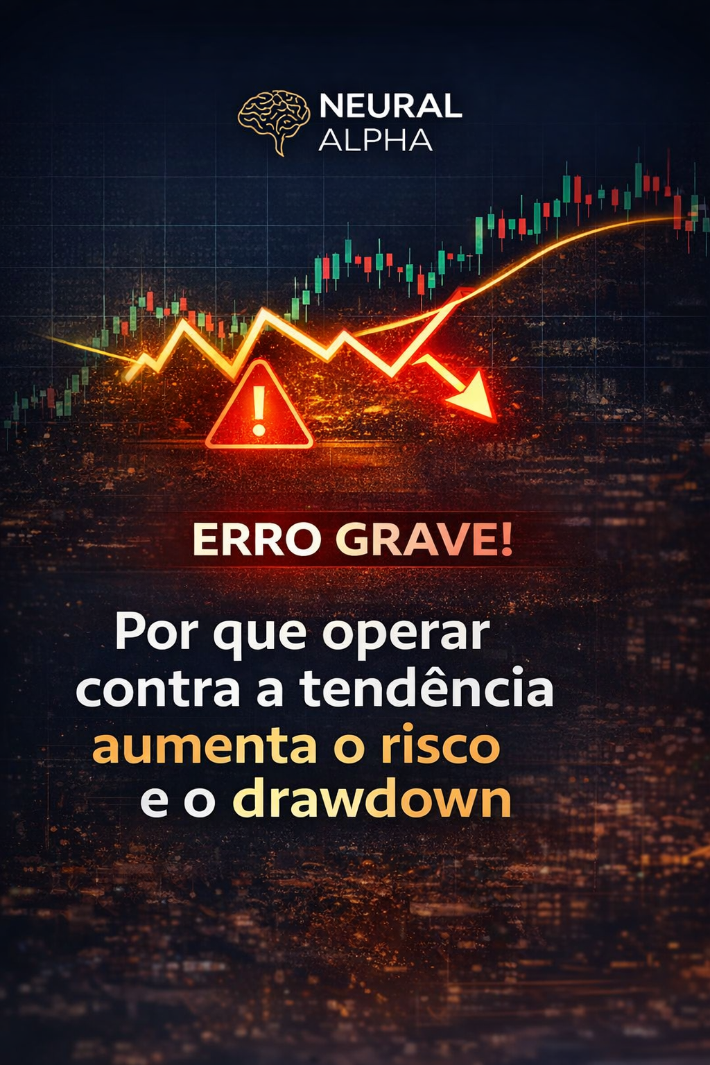 Gráfico de tendência forte no mercado enquanto uma operação é aberta contra o movimento principal, ilustrando o aumento do risco e da exposição no trading.